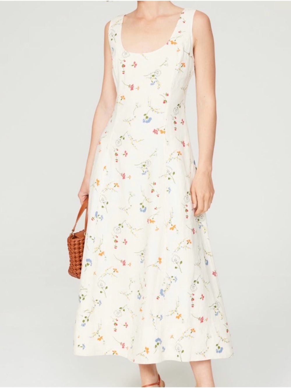 Polo Ralph Lauren Sleeveless Floral Scoop-Neck Midi Dress - White